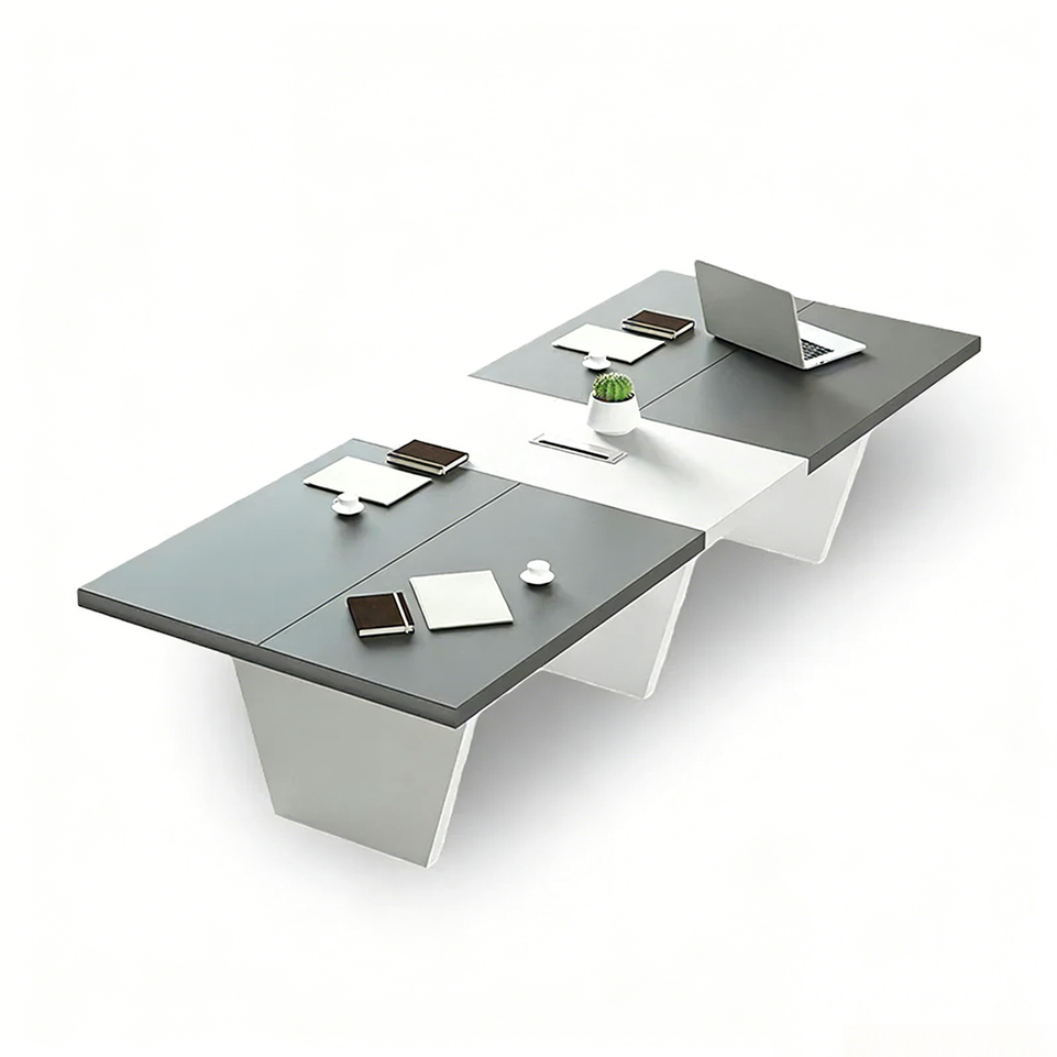 Modern Two-Tone Rectangular Conference Table with Architectural Legs MBS-HYZ-3002