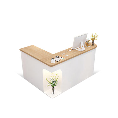 (In Stock) Stylish L-Shaped High-Capacity Storage Reception Desk for Beauty Salons JDT-1053 Ships from Australia