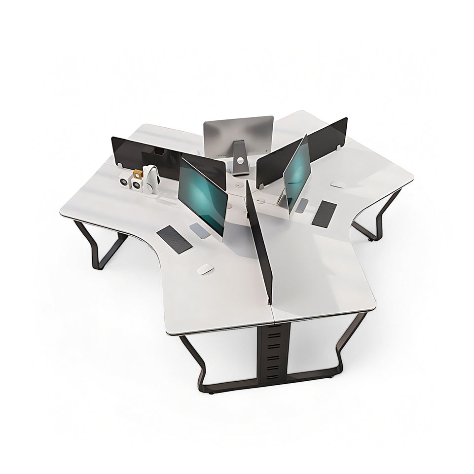 (In Stock)Wooden-Top Metal-Leg Multi-Person Collaborative Desk BGZ-015 Ideal for Small Offices and Multi-Person Workstations