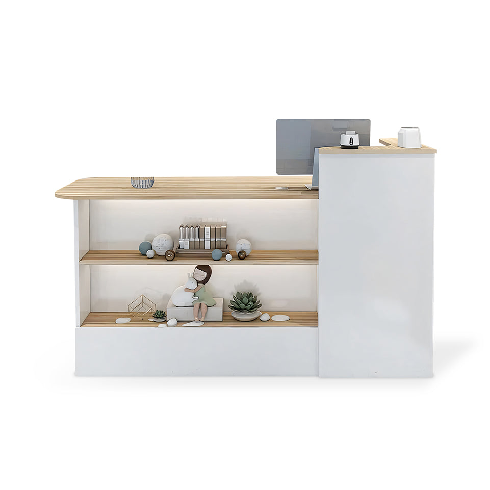 (In Stock) Customizable Logo Fashionable Minimalist Wooden Reception Desk Convenience Store Cash Register Counter JDT-104 Shipped from Australia