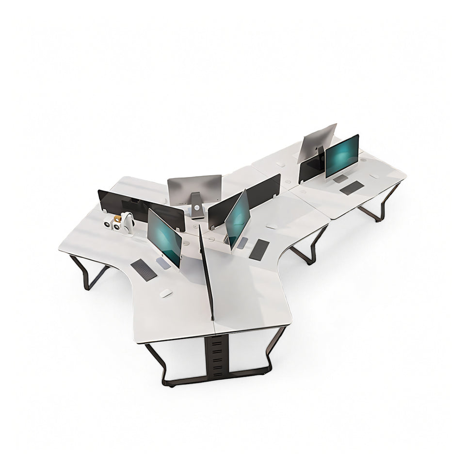 (In Stock)Wooden-Top Metal-Leg Multi-Person Collaborative Desk BGZ-015 Ideal for Small Offices and Multi-Person Workstations