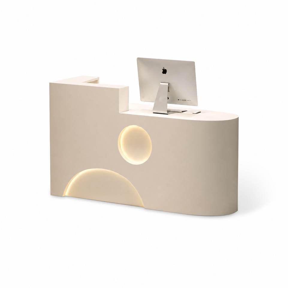 Minimalist Aesthetic Design Fully Assembled Small Reception Desk with LED Lights