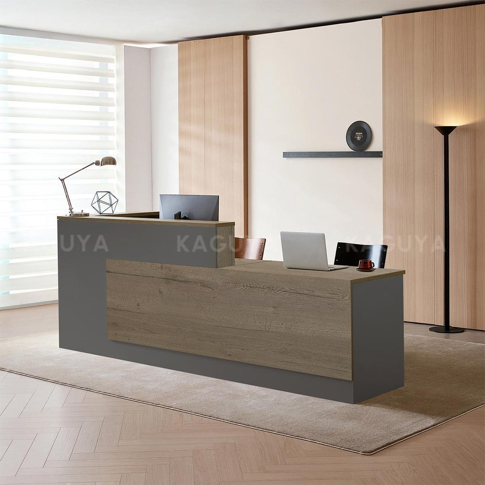 Modern L-Shaped Reception Desk with Side Storage and Drawers JDT-2215