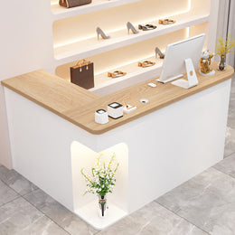 (In Stock) Stylish L-Shaped High-Capacity Storage Reception Desk for Beauty Salons JDT-1053 Ships from Australia