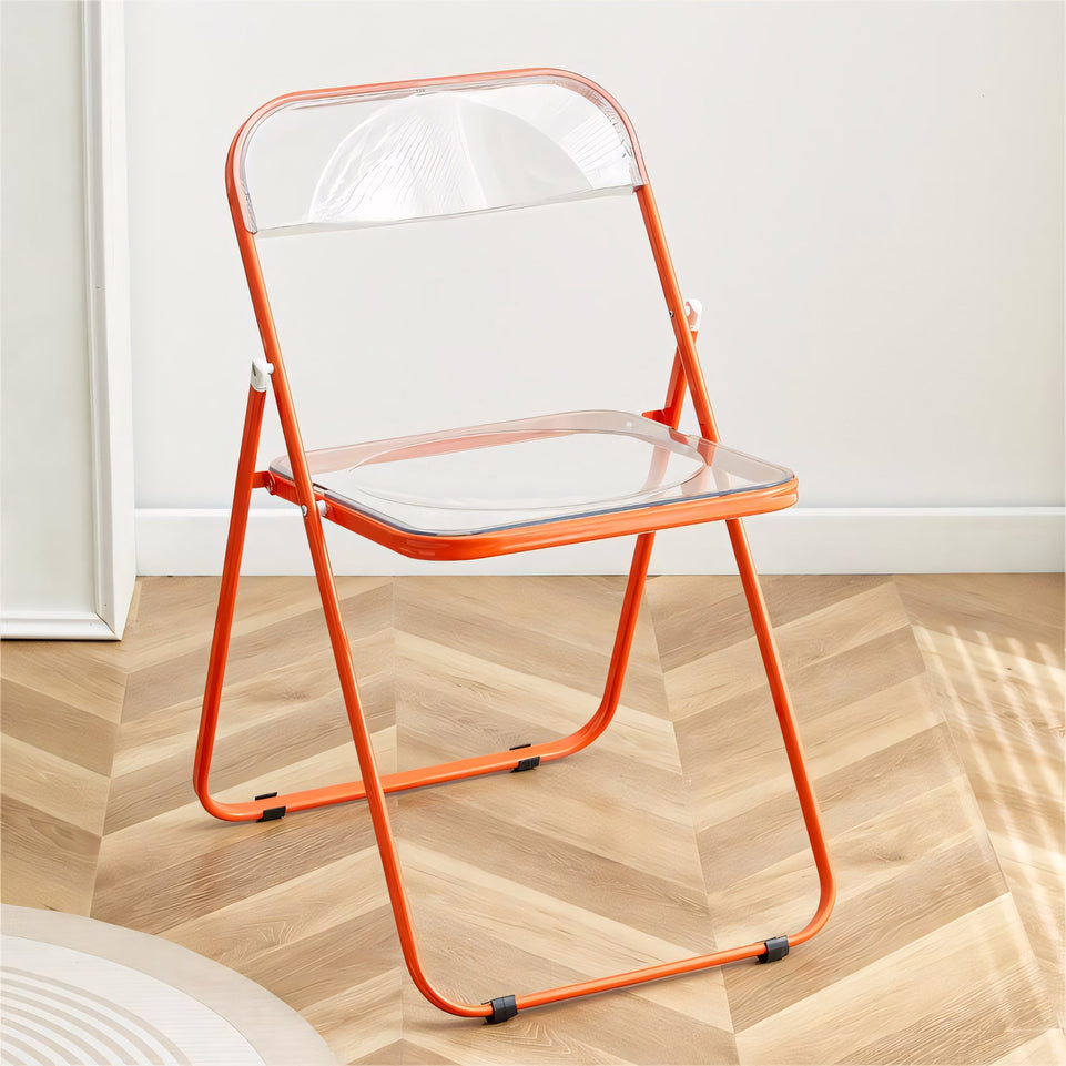 (In Stock) Metal + Acrylic Folding Chair Set with Industrial Style Stainless Steel Table and Chairs CZYZ-2010 Ideal for cafes and similar settings