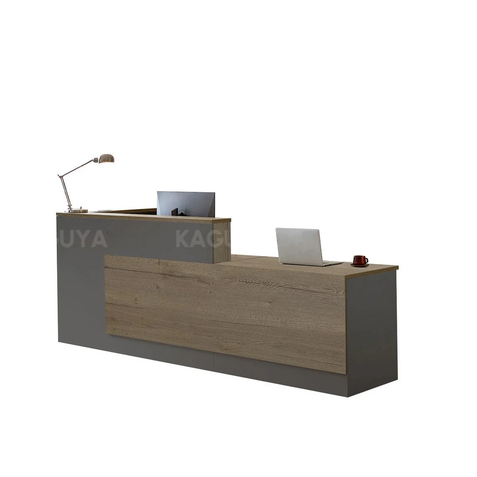 Modern L-Shaped Reception Desk with Side Storage and Drawers JDT-2215