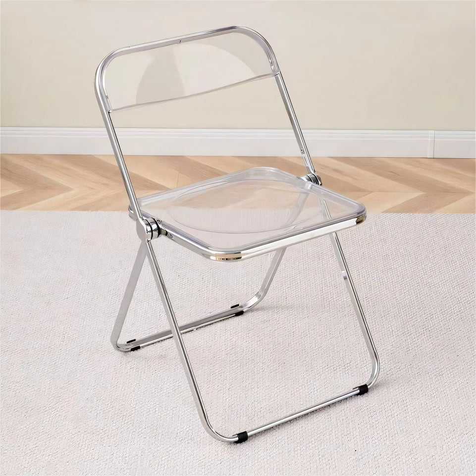 (In Stock) Metal + Acrylic Folding Chair Set with Industrial Style Stainless Steel Table and Chairs CZYZ-2010 Ideal for cafes and similar settings