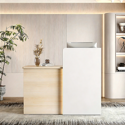 Elegant Reception Desk with Cable Management and Secure Storage for Offices MBS-JDT-3002