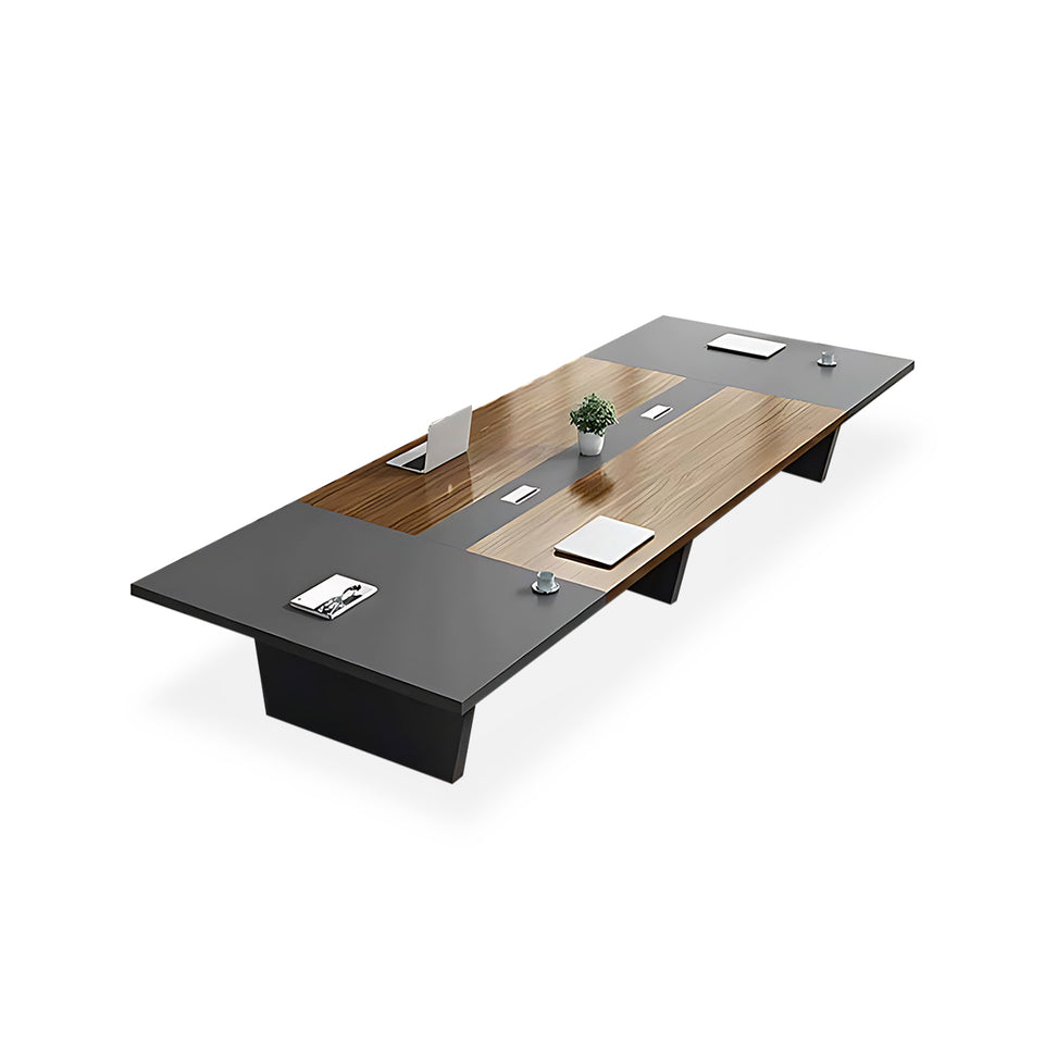 (In Stock) Large Wooden Simple Rectangular Conference Table and Chair Combination HYZ-008 Shipped from Australia