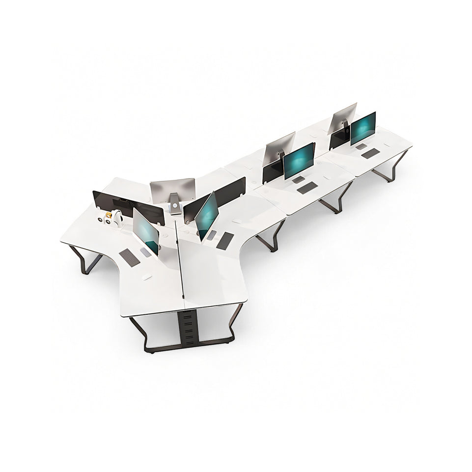 (In Stock)Wooden-Top Metal-Leg Multi-Person Collaborative Desk BGZ-015 Ideal for Small Offices and Multi-Person Workstations