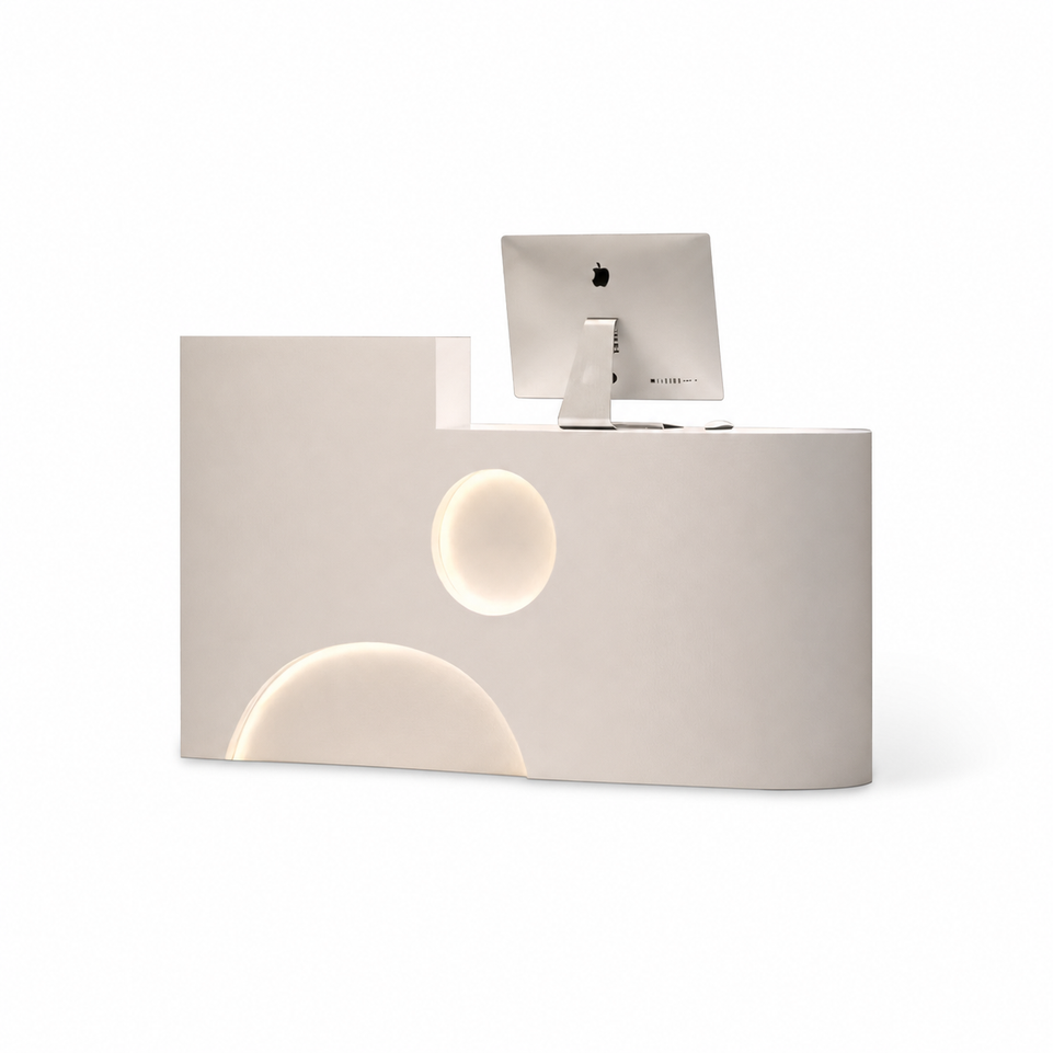 Minimalist Aesthetic Design Fully Assembled Small Reception Desk with LED Lights
