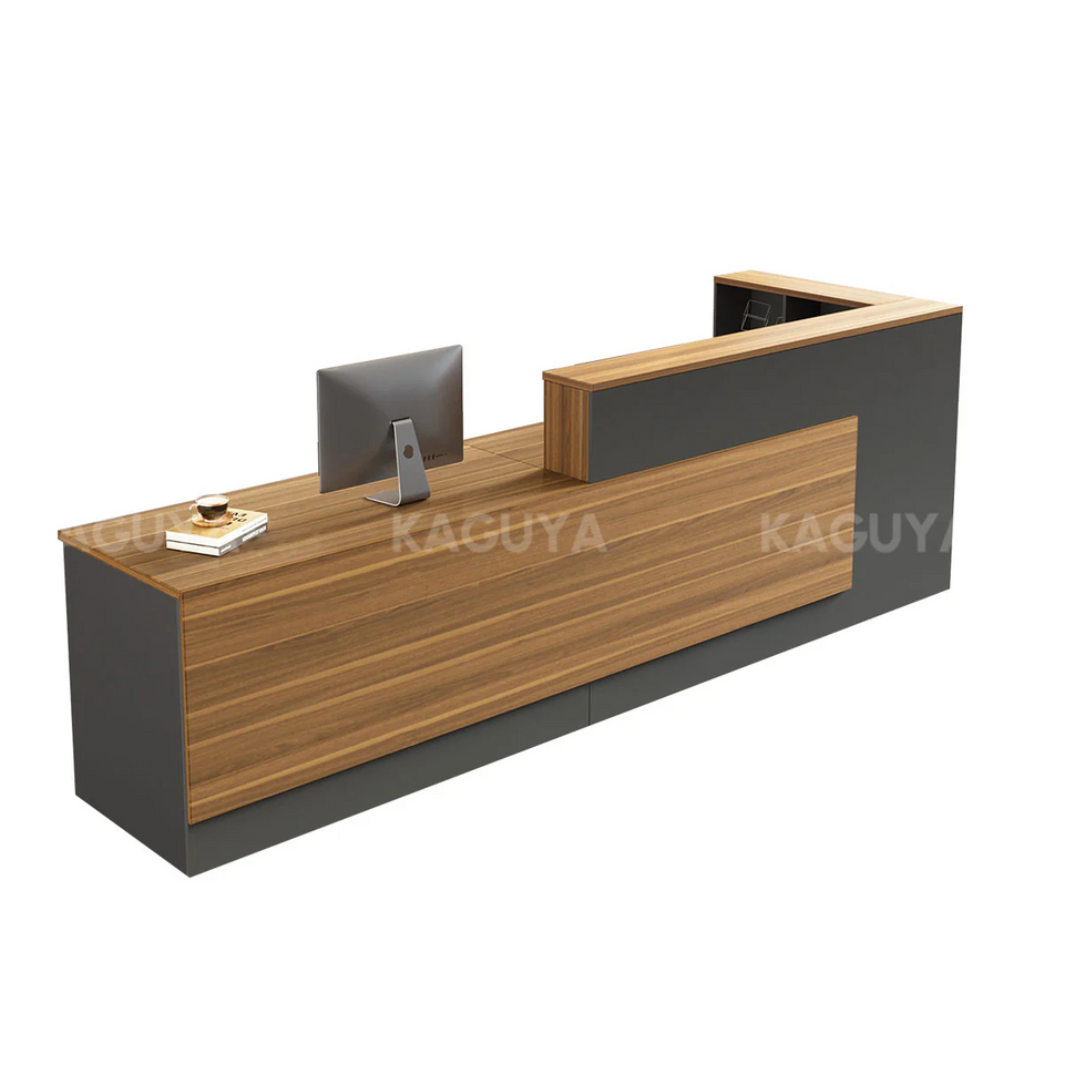 Modern L-Shaped Reception Desk with Side Storage and Drawers JDT-2215
