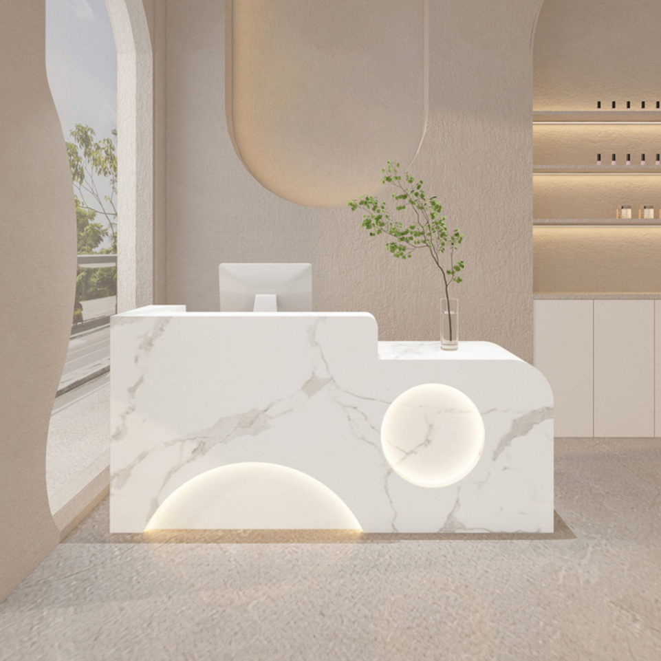 Fully Assembled Reception Desks with LED Accents for Salons JDT-2308