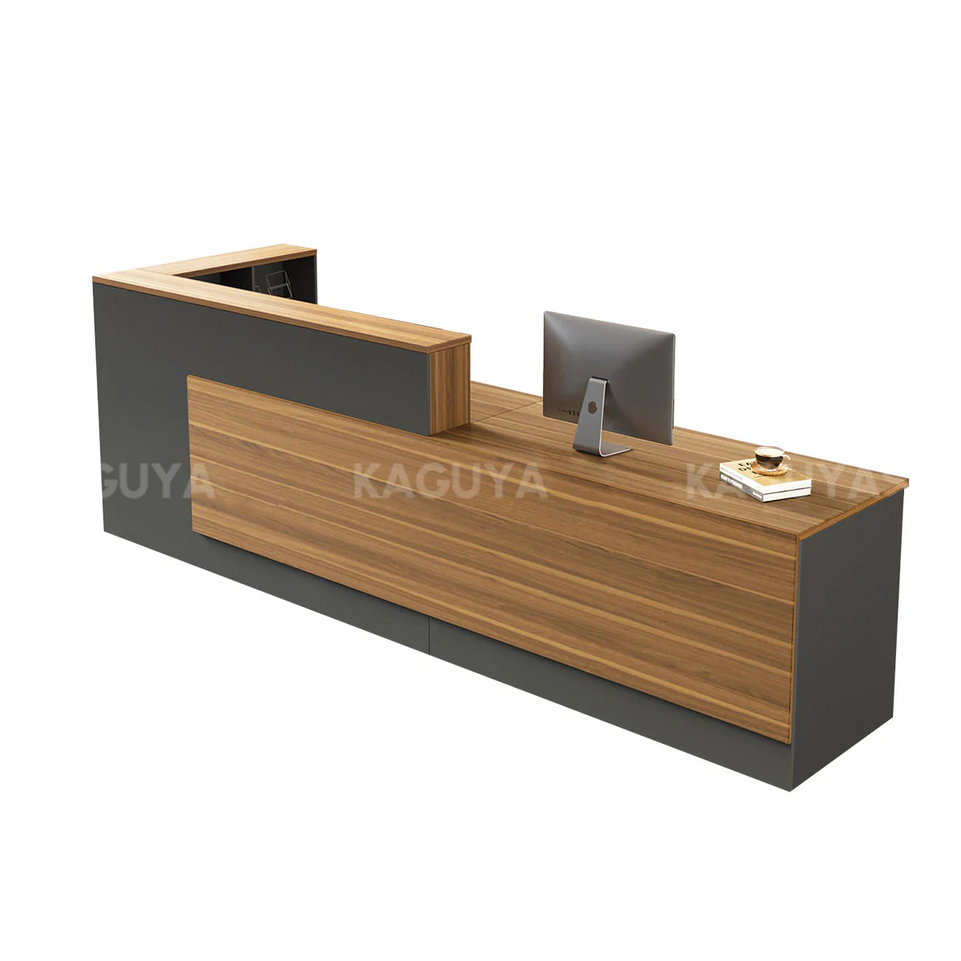 Modern L-Shaped Reception Desk with Side Storage and Drawers JDT-2215