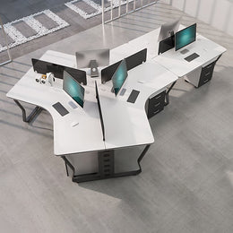 (In Stock)Wooden-Top Metal-Leg Multi-Person Collaborative Desk BGZ-015 Ideal for Small Offices and Multi-Person Workstations