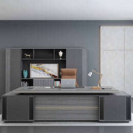 Upscale Gray Executive Desk with Large Side Cabinet LBZ-2059