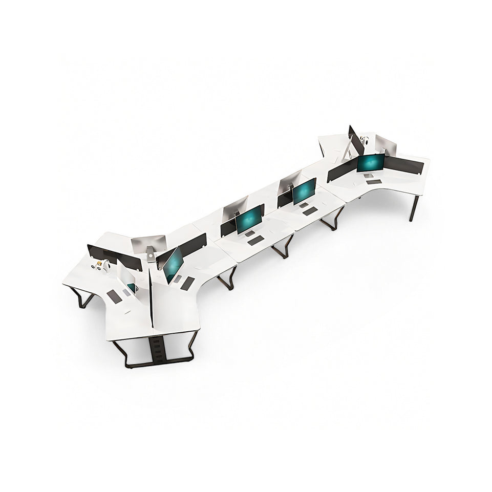 (In Stock)Wooden-Top Metal-Leg Multi-Person Collaborative Desk BGZ-015 Ideal for Small Offices and Multi-Person Workstations