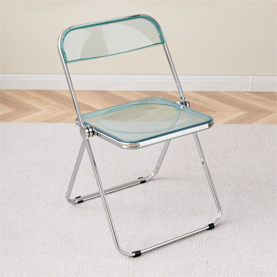 (In Stock) Metal + Acrylic Folding Chair Set with Industrial Style Stainless Steel Table and Chairs CZYZ-2010 Ideal for cafes and similar settings