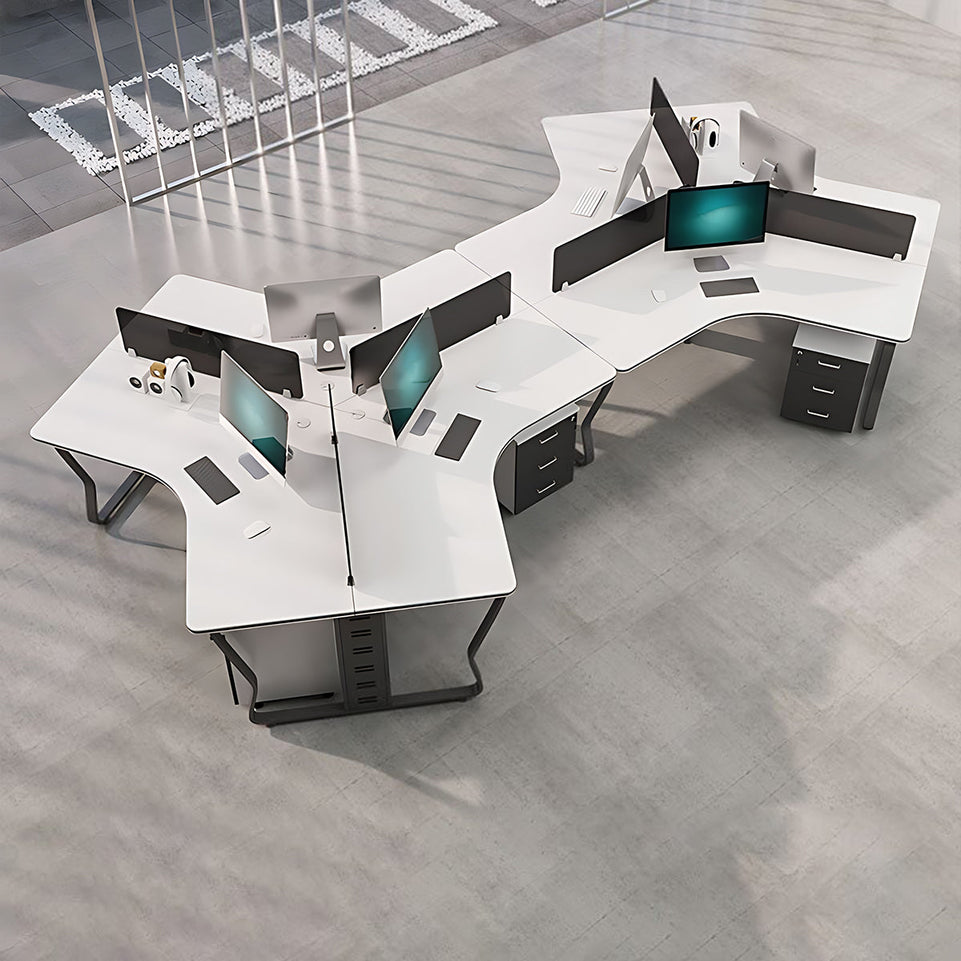 (In Stock)Wooden-Top Metal-Leg Multi-Person Collaborative Desk BGZ-015 Ideal for Small Offices and Multi-Person Workstations