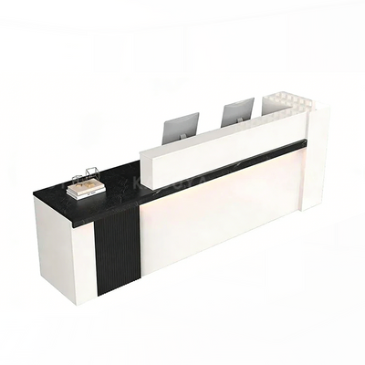 Sleek Reception Desk with LED Strip Lockable Drawers and Cable Grommets JDT-2217