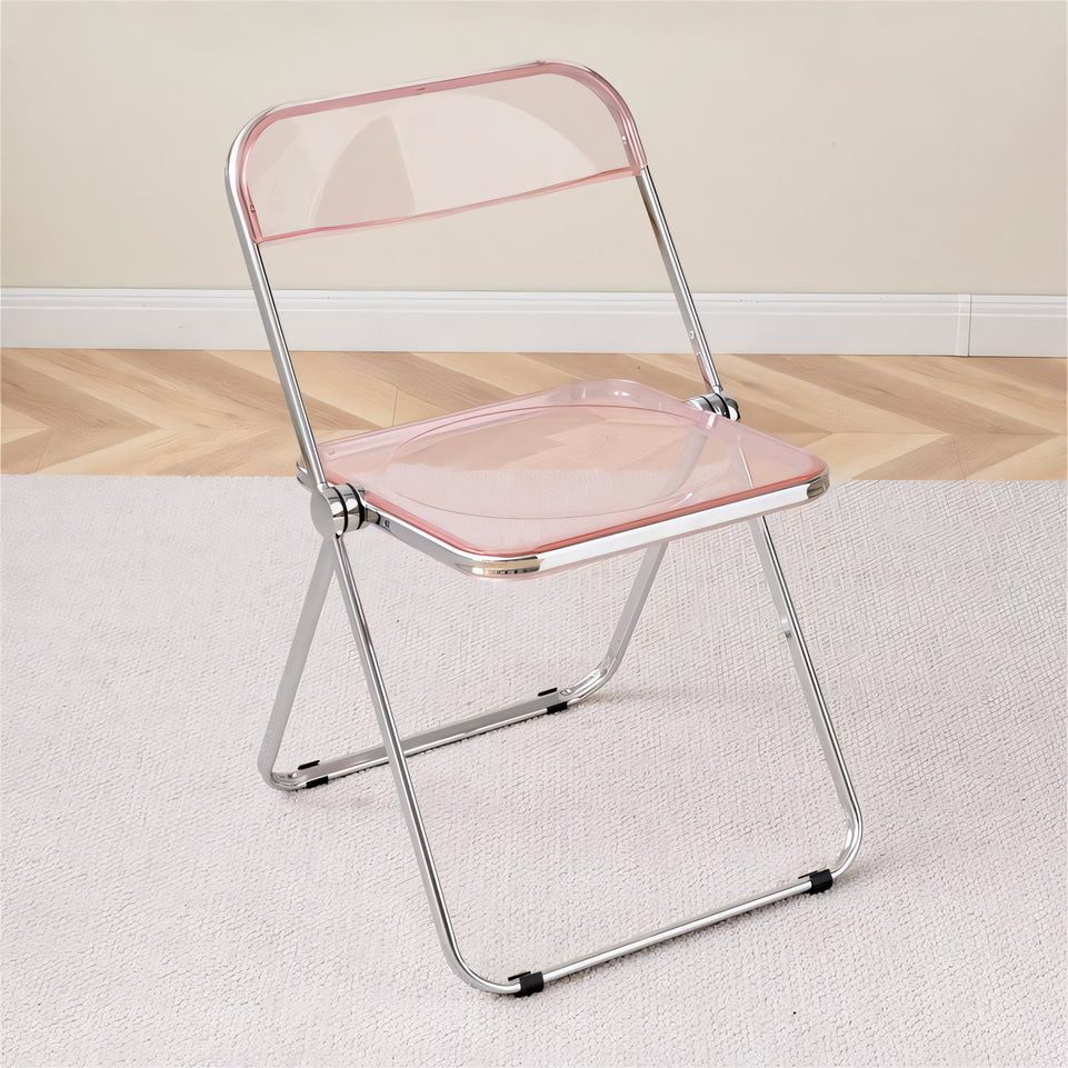 (In Stock) Metal + Acrylic Folding Chair Set with Industrial Style Stainless Steel Table and Chairs CZYZ-2010 Ideal for cafes and similar settings