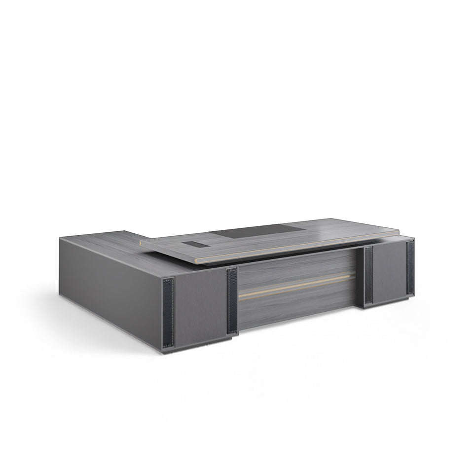 Upscale Gray Executive Desk with Large Side Cabinet LBZ-2059