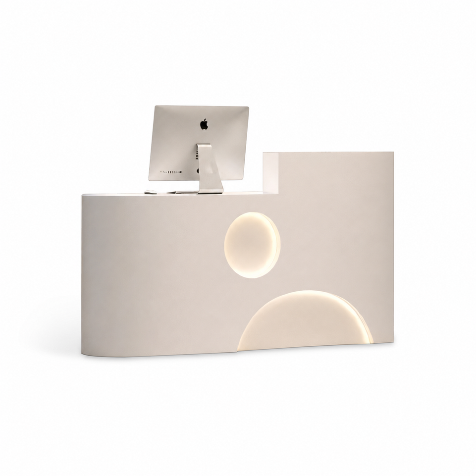 Minimalist Aesthetic Design Fully Assembled Small Reception Desk with LED Lights