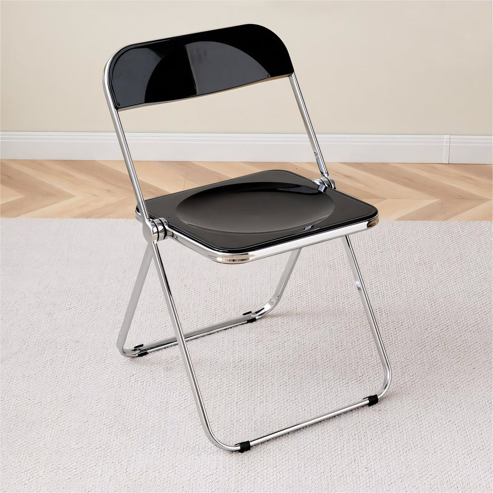 (In Stock) Metal + Acrylic Folding Chair Set with Industrial Style Stainless Steel Table and Chairs CZYZ-2010 Ideal for cafes and similar settings