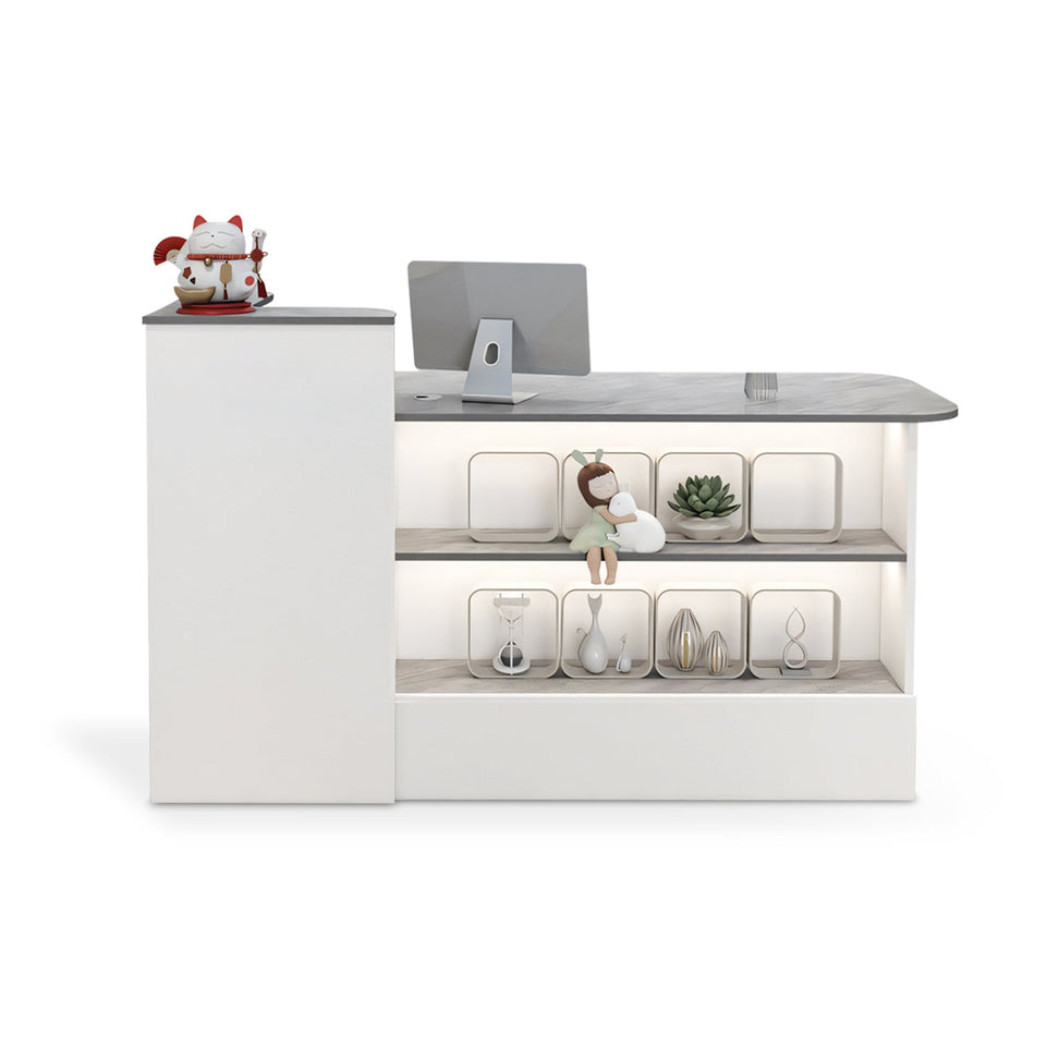 (In Stock) Customizable Logo Fashionable Minimalist Wooden Reception Desk Convenience Store Cash Register Counter JDT-104 Shipped from Australia