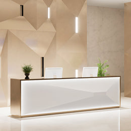 (In Stock) Luxury-inspired Wooden Reception Desk JDT-1018 Customizable Dimensions