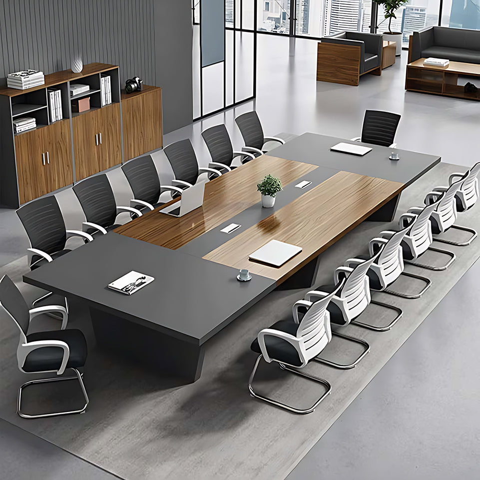 (In Stock) Large Wooden Simple Rectangular Conference Table and Chair Combination HYZ-008 Shipped from Australia