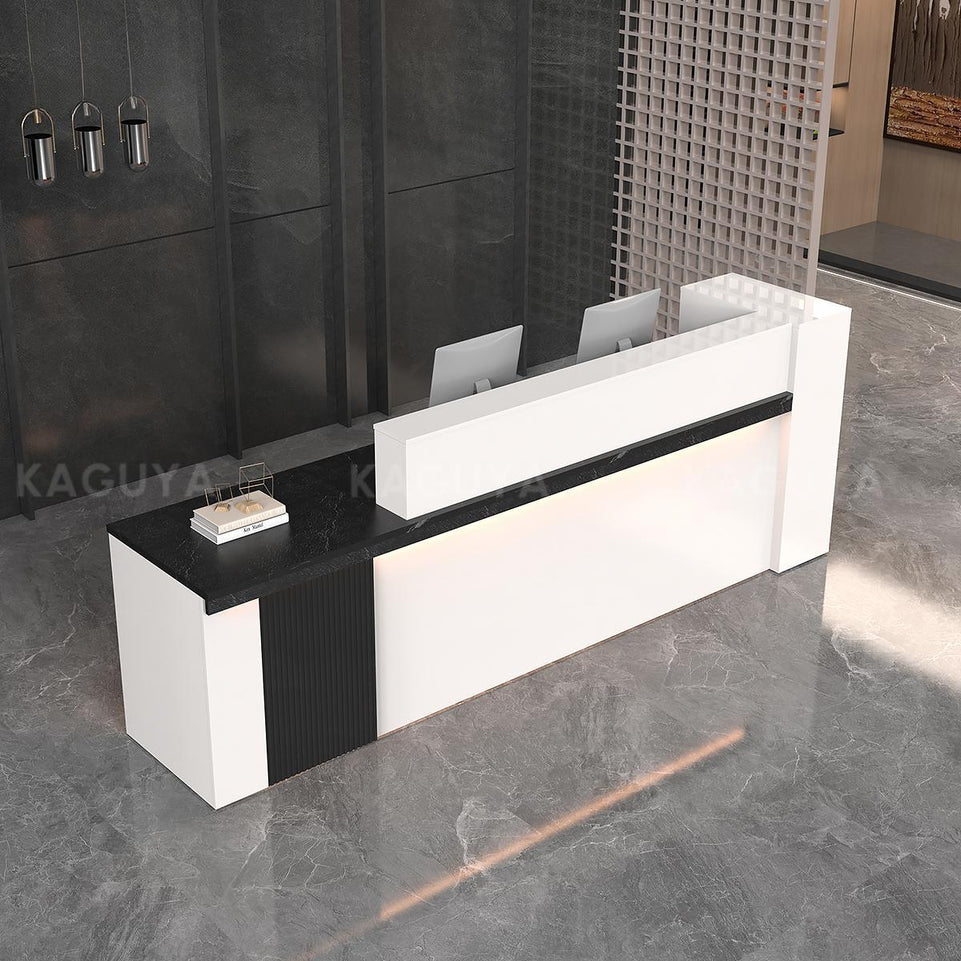 Sleek Reception Desk with LED Strip Lockable Drawers and Cable Grommets JDT-2217