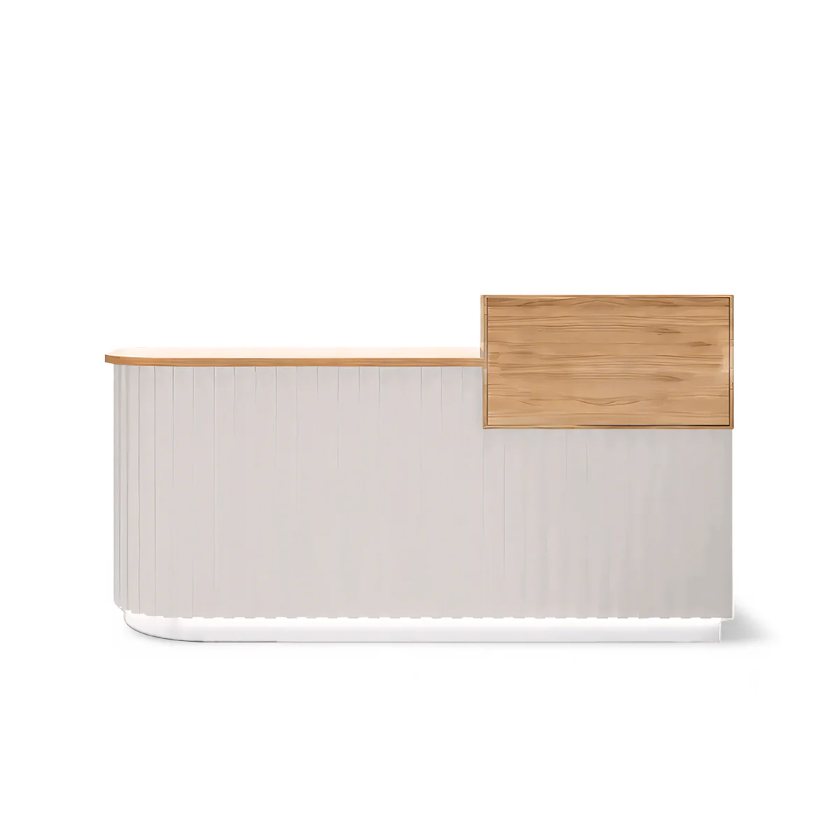 Contemporary minimalist, anti-scratch surface for hospitality points — durable reception desk Australia