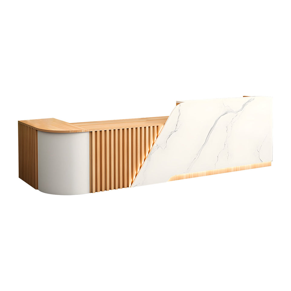 Modern L-Shaped Reception Desk with Storage Cabinet for Office Reception Area JDT-2248