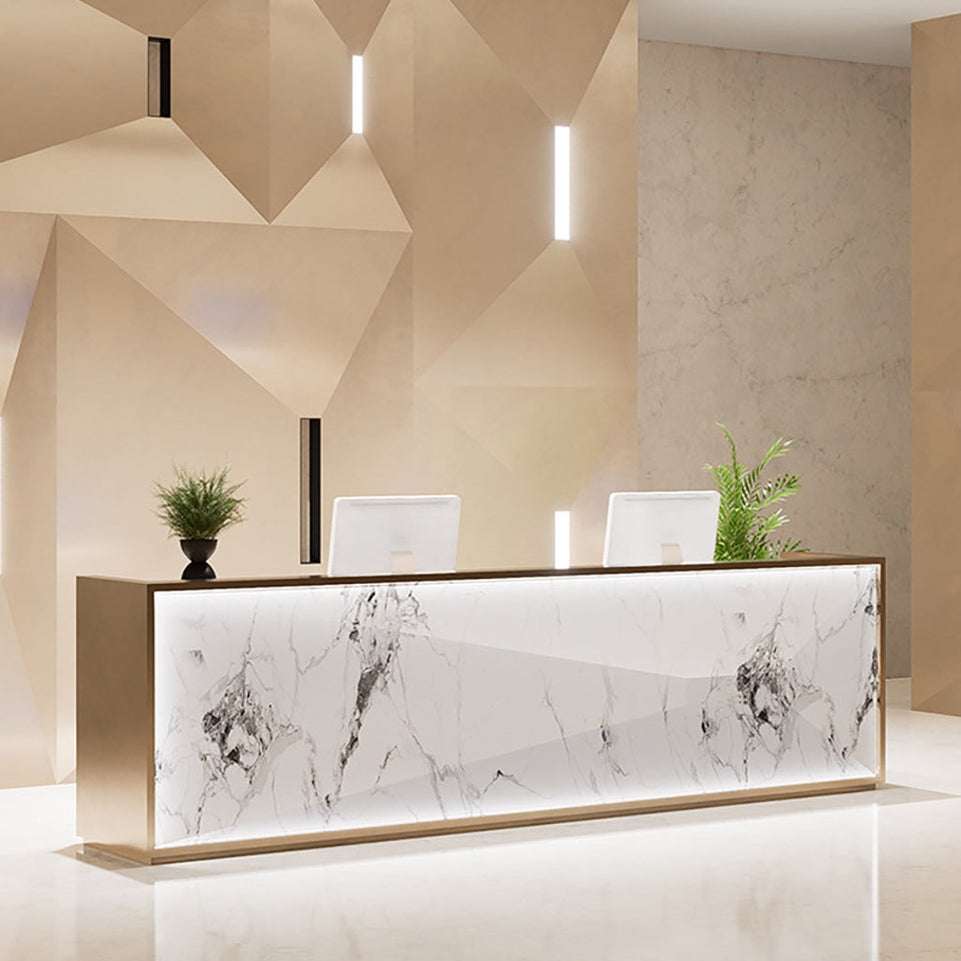 (In Stock) Luxury-inspired Wooden Reception Desk JDT-1018 Customizable Dimensions